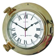 Large Porthole Clock (Solid Brass)