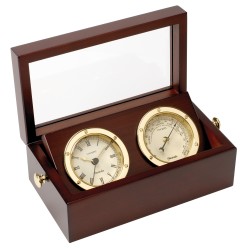 Cockpit Clock & Barometer Set in Box (Brass)